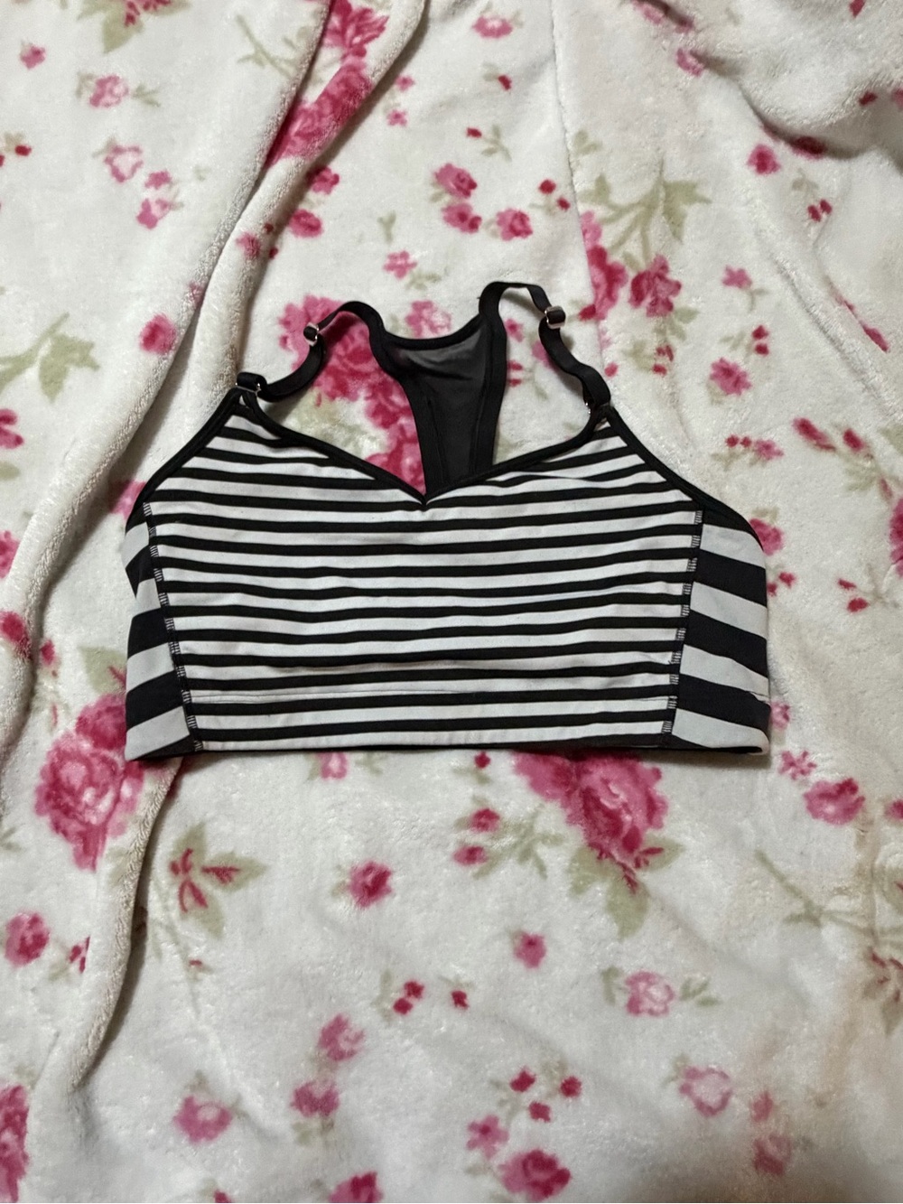Black & White Striped Racerback Crop Top see photos for condition size large